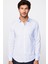 Slim Fit Dar Kesim Desenli Pamuklu Kolay Ütülenebilir Beyaz Erkek Gömlek 1