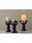 Yılbaşı Candlestick Ledli Mum 9,7 x 9,7 x 19,5 cm Siyah 4