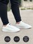 Unisex Beyaz Desenli Kaymaz Taban Ortopedik Garantili Rahat Hafif Günlük Deri Yürüyüş Koşu Sneaker Spor Ayakkabı 2