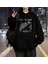 Hippotenuse Baskılı Siyah Unisex Oversize Kapüşonlu Sweatshirt 1