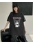 Kuromi Be Quiet Baskılı Vintage Yıkamalı Unisex Oversize Eskitme T-Shirt 1