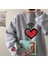 Heart Signal Baskılı Gri Unisex Oversize Bisiklet Yaka Sweatshirt 1