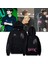 Stray Kids Maniac Ön-Arka Ve Kol Baskılı Siyah Oversize Kapüşonlu Sweatshirt 1