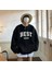 Best Baskılı Siyah Oversize Bisiklet Yaka Sweatshirt 1