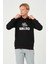 Erkek Kapüşonlu 3 Iplik Şardonlu Siyah Sweatshirt 2