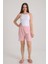 Pınkmark Kadın Ince Fitilli Lastikli Büyük Beden Pudra Günlük Ev Giyim Pijama Altı Şort PMPT25674 1