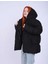 Kadın Siyah Kapüşonlu Şişme Mont 3