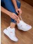 Beyaz Deri Kadın Gizli Topuk Sneaker 1