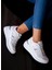 Beyaz Deri Kadın Gizli Topuk Sneaker 2