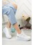 Beyaz Deri Kadın Gizli Topuk Sneaker 3