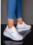 Beyaz Deri Kadın Gizli Topuk Sneaker 4
