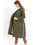 Pamuk Gabardin Uzun (110CM) Astarlı Kemerli Kadın Trençkot 1111 1