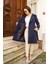 %100 Pamuk Gabardin Midi (95CM) Astarlı Kemerli Kadın Trençkot 1113 1