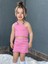 Kız Çocuk Tek Omuz Crop Etekli Takım Pembe 4