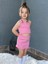 Kız Çocuk Tek Omuz Crop Etekli Takım Pembe 5