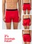 Pamuklu Siyah Şeritli Likralı Klasik Erkek Boxer 2'li Paket Kırmızı 1