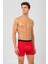 Pamuklu Siyah Şeritli Likralı Klasik Erkek Boxer 2'li Paket Kırmızı 3