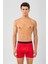 Pamuklu Siyah Şeritli Likralı Klasik Erkek Boxer 2'li Paket Kırmızı 5