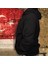 Yaldızlı Atatürk Silüetli Tasarım Baskılı Oversize Hoodie Sweatshirt Siyah 5