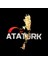 Atatürk Silüet Yaldızlı ve Yazılı Özel Tasarım Baskılı Bisiklet Yaka 100% Pamuklu Tişört Siyah 5