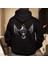 Anka 3 Kartal Illüstratif Baskılı Oversize Hoodie Sweatshirt Siyah 1