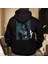 Samurai Kabartma Illüstratif Baskılı Oversize Hoodie Sweatshirt Siyah 1