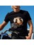 Moto Cross Life Style Africa Illustratif Tasarım Baskılı Bisiklet Yaka 100% Pamuklu Tişört Siyah 2
