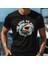 Shark Ocean Tasarım Baskılı Bisiklet Yaka 100% Pamuklu Tişört Siyah 1