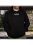 Choper Motorcycle Illüstratif Baskılı Oversize Hoodie Sweatshirt Siyah 2