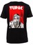 Tupac Büyük Sırt Tasarım Baskılı Bisiklet Yaka 100% Pamuklu Tişört Siyah 2
