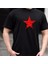 Red Star Tasarım Baskılı Bisiklet Yaka 100% Pamuklu Tişört Siyah 1