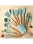 33 Pcs Mutfak Gereçleri Seti, Kikcoin Ahşap Saplı Silikon Pişirme Gereçleri Tutuculu Set, Spatula Yapışmaz Tencere Için Silikon Isıya Dayanıklı Pişirme Aletleri (Mavi) (Yurt Dışından) 3