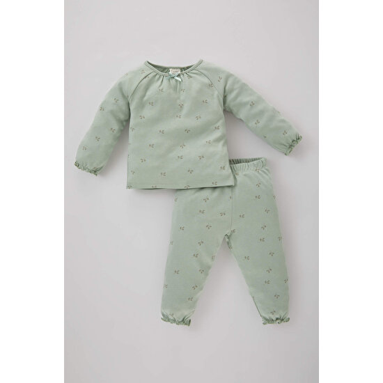 DeFacto Kız Bebek Baskılı Uzun Kollu Penye Pijama Takımı B8360A523WN