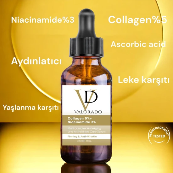 Valorado C Vit Aydınlatıcı Ve Ton Eşitleyici Bakım Serumu 30 ml  Ascorbic Acid+collagen%5+niacinamide%3