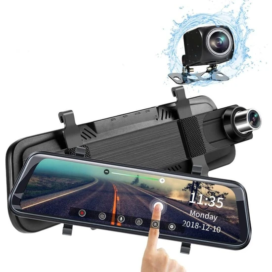 Mpıa Dikiz Aynası Araç Kamerası 10 Ekran (Tam Ekran) Full Hd 1080P Ekranlı + Geri Görüş Kamerası Türkçe