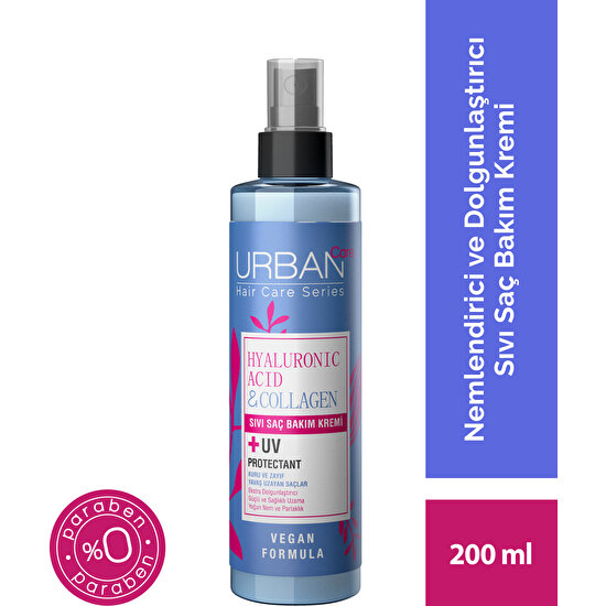 URBAN Care Hyaluronik Asit& Kuru ve Cansız Saçlara Özel Sıvı Saç Bakım Kremi-Vegan-200 ML