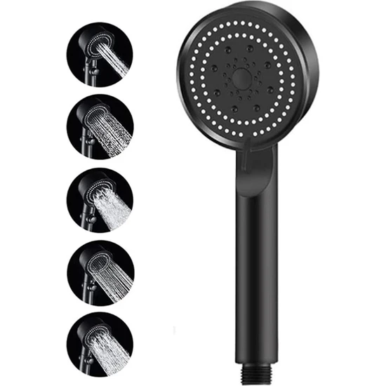 Optana​ 5 Kademeli Turbo Su Tasarruflu Duş Başlığı Siyah Duş Başlığı Fonksiyonlu Duş Alosu