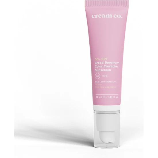 Cream Co. Leke Karşıtı Cilt Tonuna Uyum Sağlayan Işıltılı Bitişli Hafif 50+ Spf Güneş Koruyucu CC Krem 50 ml