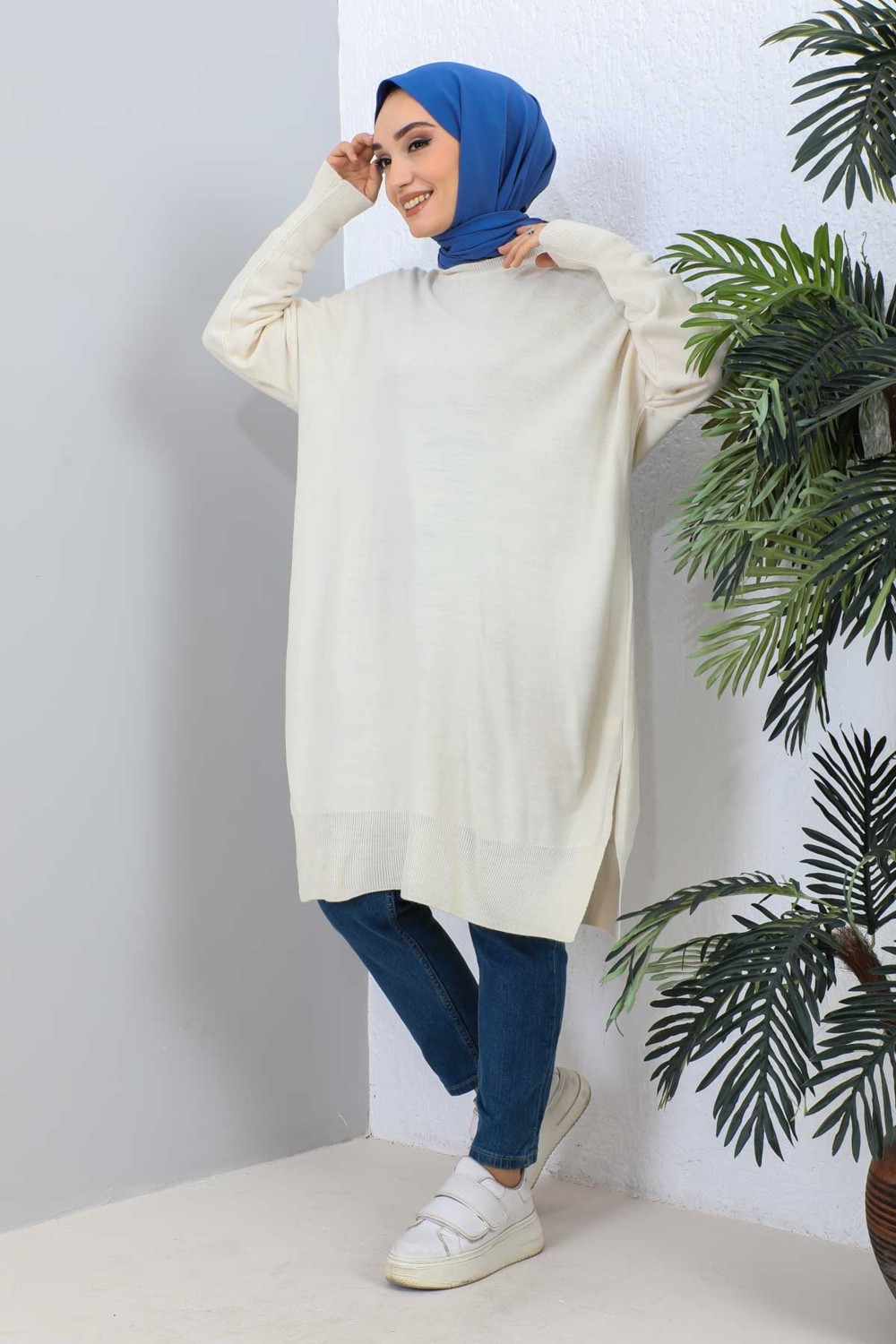 İmaj Butik Vizon Bisiklet Yaka Merserize Salaş Triko Tunik