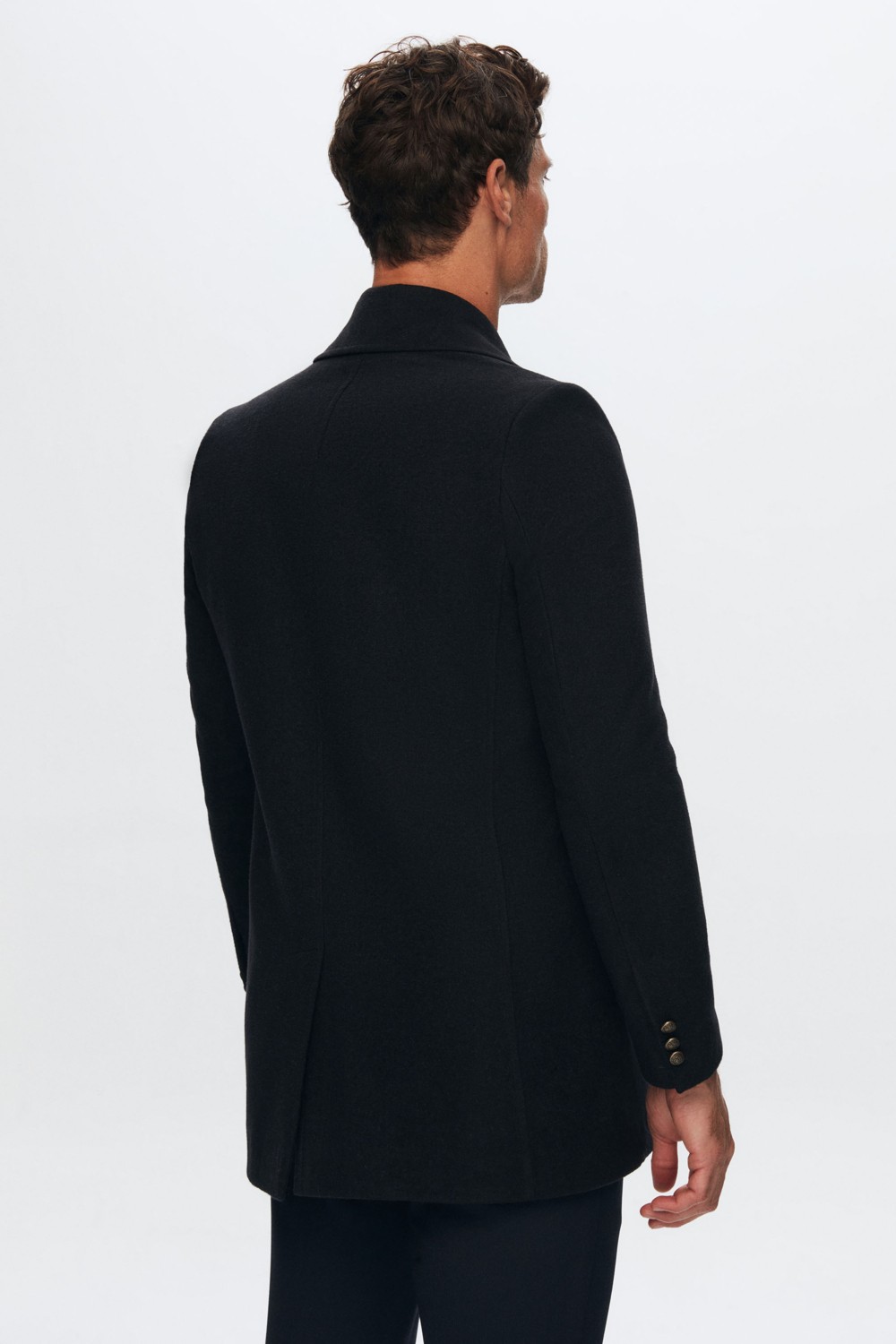 D'S Damat Ds Damat Regular Fit Siyah Kaşe Kaban %40 Pamuk %40 Polyamid %20 Polyester Uzun Kol Erkek 1HF08ORT10005 görsel 5