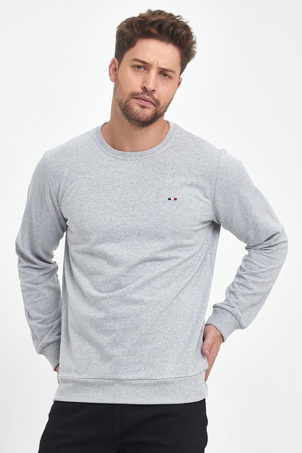 Mmetalic Erkek Çok Renkli Bisiklet Yaka Nakış Detaylı Regular Fit 4'lü Sweatshirt MMTLCE70-4 görsel 3
