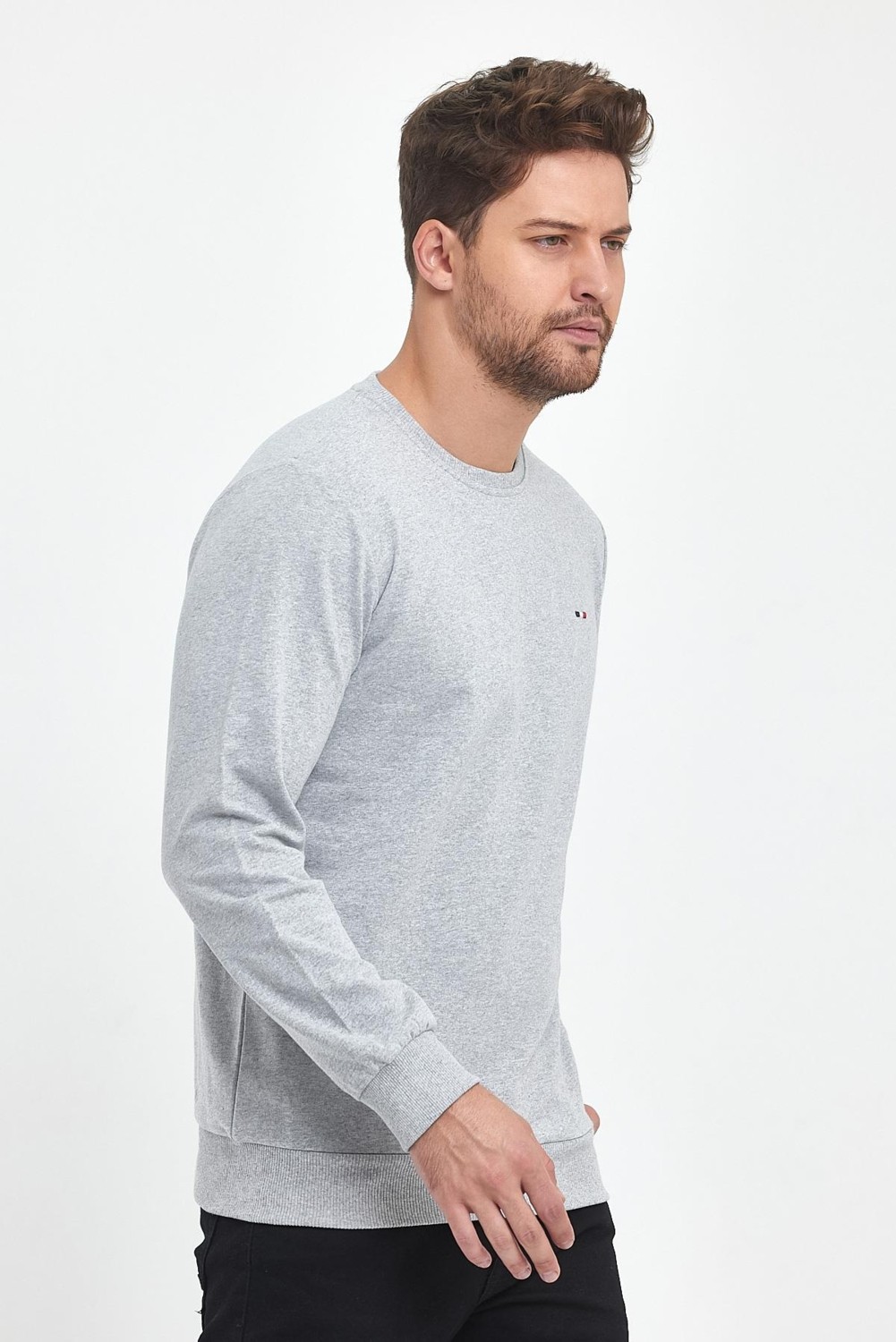 Mmetalic Erkek Çok Renkli Bisiklet Yaka Nakış Detaylı Regular Fit 4'lü Sweatshirt MMTLCE70-4 görsel 4