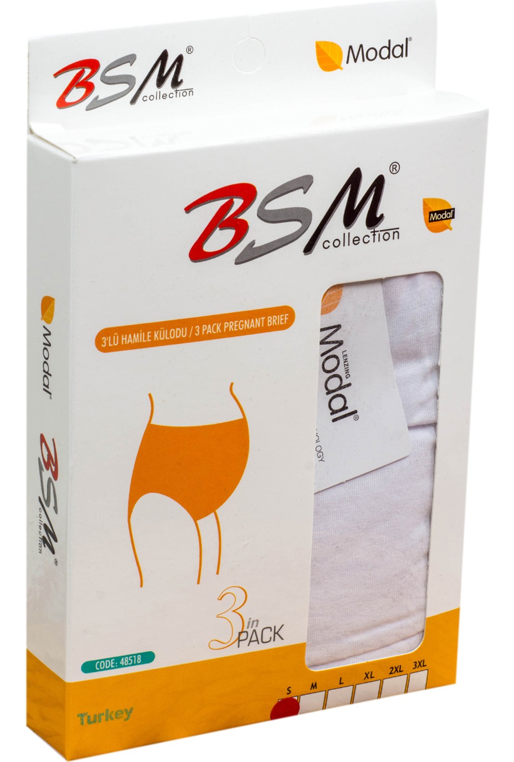BSM 3'lü Kadın Siyah Beyaz Ten Modal Geniş Rahat Hamile Külodu görsel 7