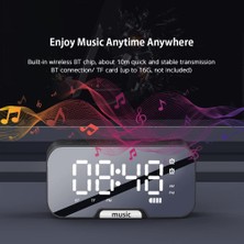 Jingyikeji Bt Hoparlörlü ve Fm Radyolu Dijital Ayna Yüzeyi Çalar Saat Çift Alarm Elektronik Masaüstü Saati Şarj Edilebilir Taşınabilir Müzik Çalar Desteği Tf Kart 3 Seviye Parlaklık Ev Için T (Yurt Dışından)