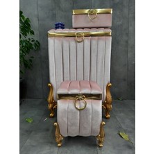 Bonny Home Luna Pudra 3'lü Kirli Çamaşır Sepeti Havluluk ve Deterjanlık Takımı 3 Parça Banyo Seti