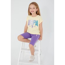 U.S. Polo Assn. Shapeless Writing Açık Sarı Kız Çocuk Bermuda Takım