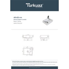 Turkuaz Seramik Sharp 40X30 cm Etajerli Lavabo