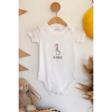 Minik Ayı Sevimli Zebra Be Yourself Bebek Alttan Çıtçıtlı Yazılı Body Zıbın - Beyaz