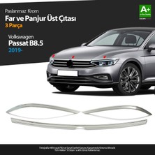 S-Dizayn VW Passat B8.5 Krom Far Üzeri Çıta Seti 3 Parça 2019 ve Üzeri