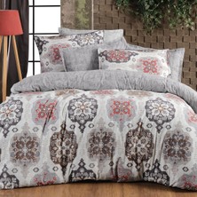 Sarev Nima Gri Çift Kişilik  Pamuk Flanel (Pazen) Nevresim Takımı